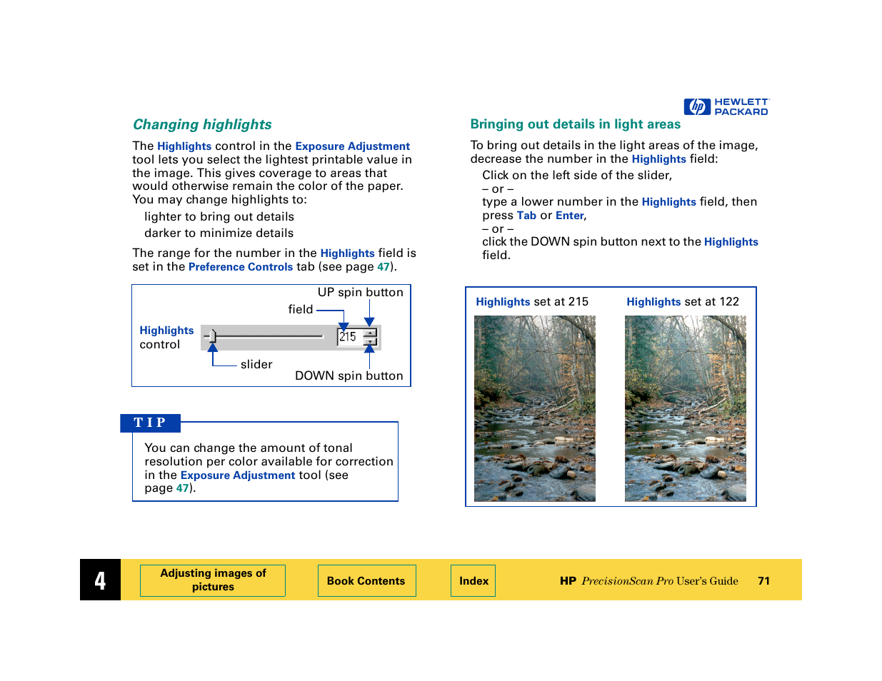 Changing highlights | HP 6200C User Manual | Page 71 / 110