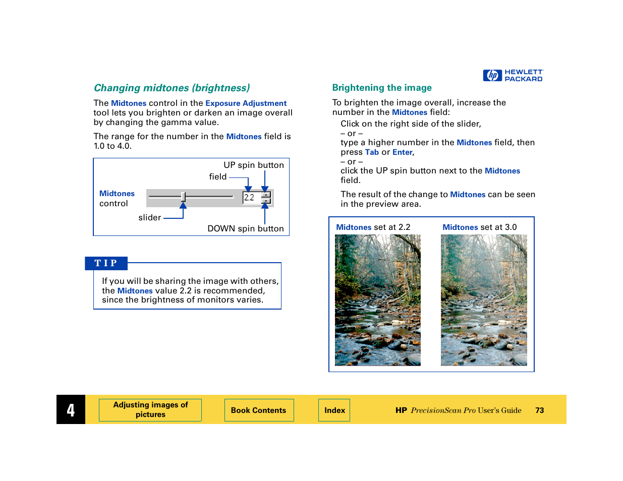 Changing midtones (brightness) | HP 6200C User Manual | Page 73 / 110