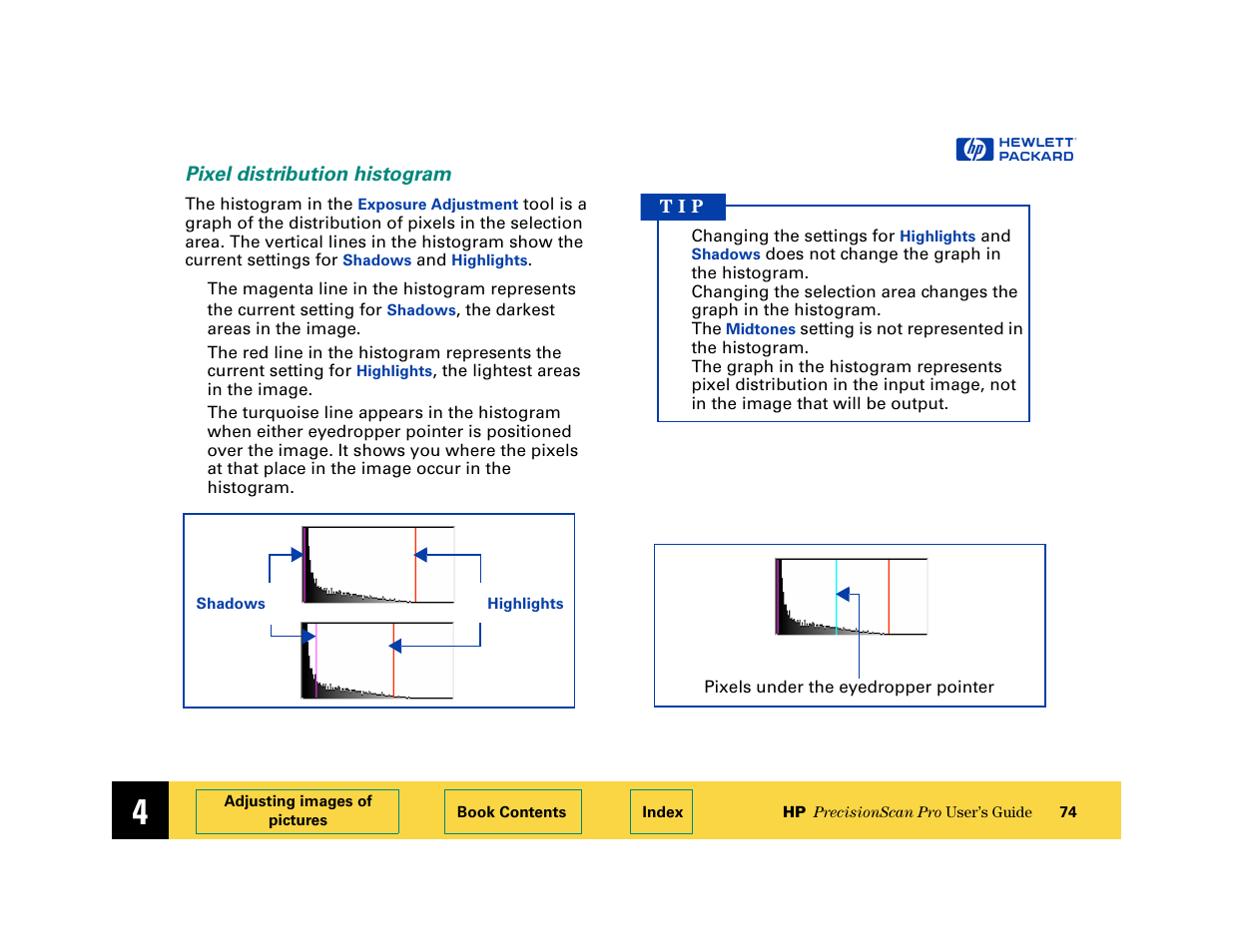 Pixel distribution histogram | HP 6200C User Manual | Page 74 / 110