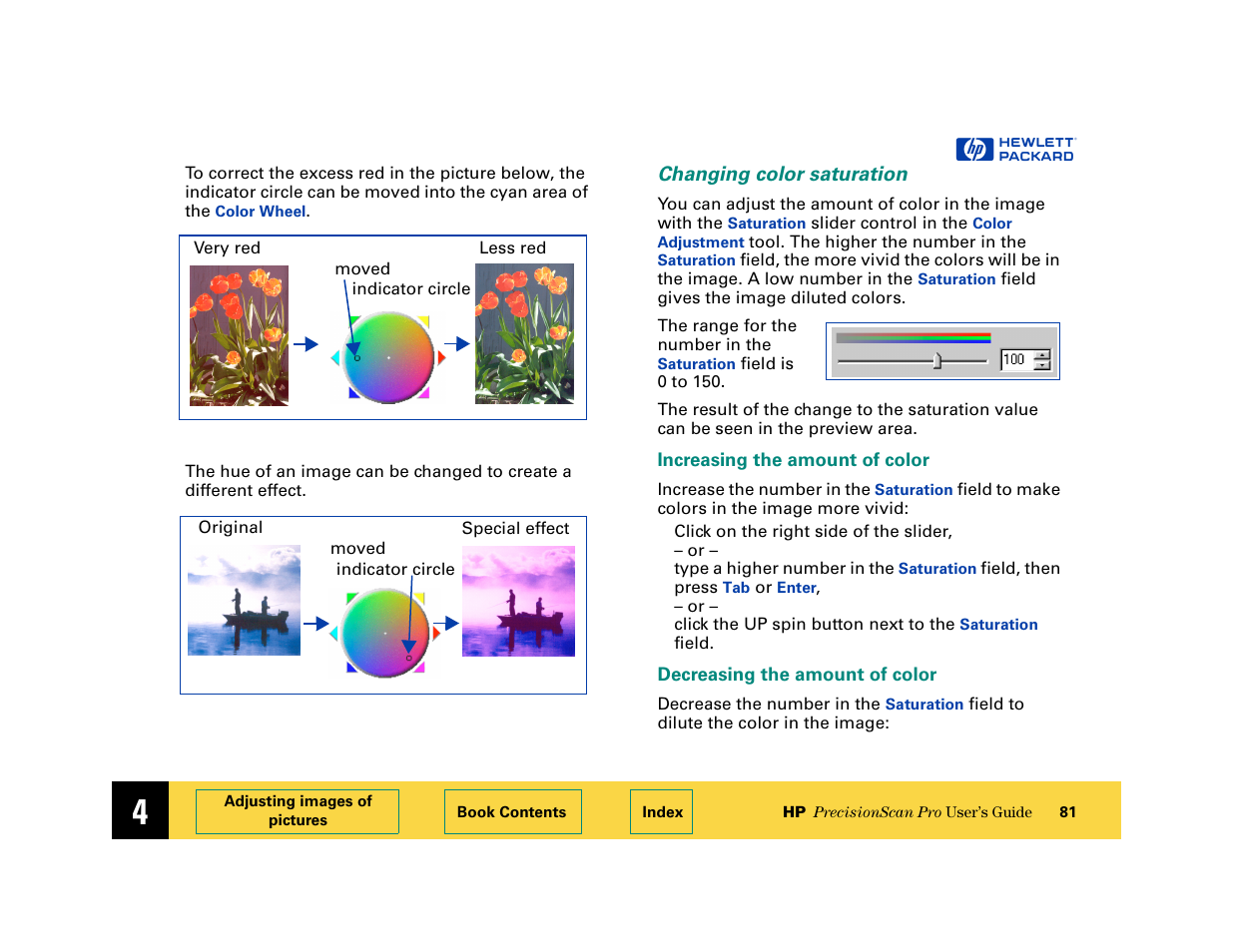 Changing color saturation | HP 6200C User Manual | Page 81 / 110