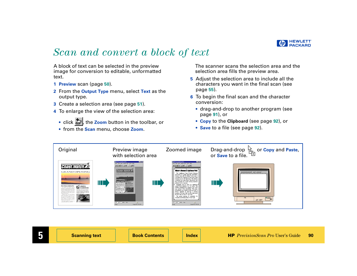 Scan and convert a block of text, Scan and convert a block of text 90 | HP 6200C User Manual | Page 90 / 110