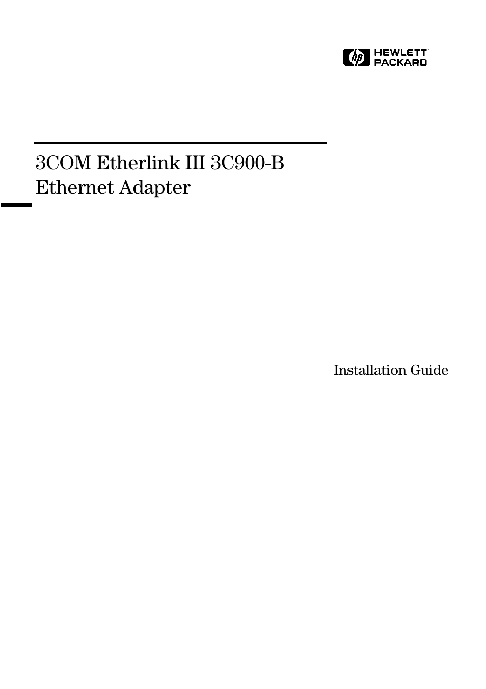 HP 3COM ETHERLINK III 3C900-B User Manual | 23 pages