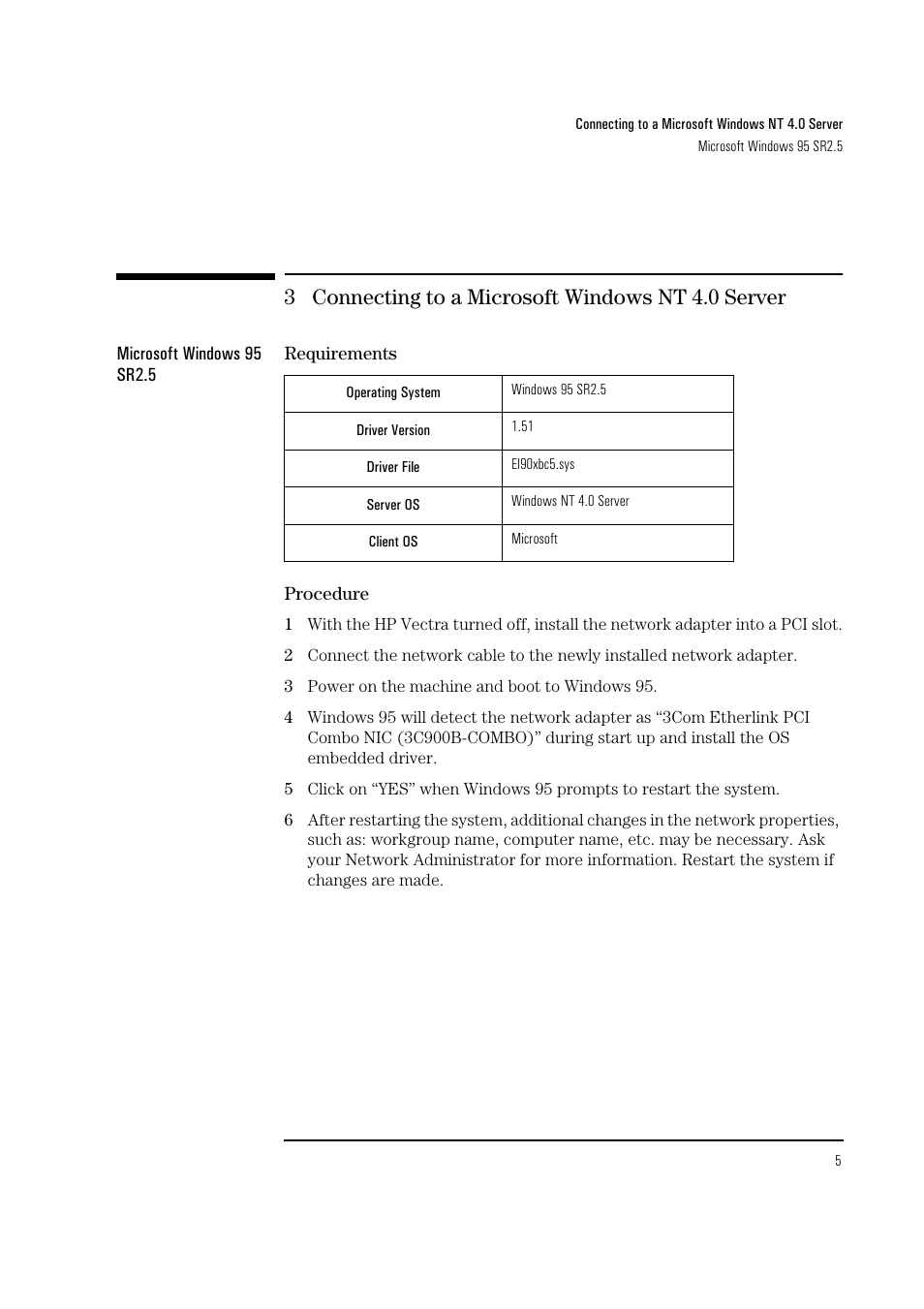 3 connecting to a microsoft windows nt 4.0 server | HP 3COM ETHERLINK III 3C900-B User Manual | Page 7 / 23