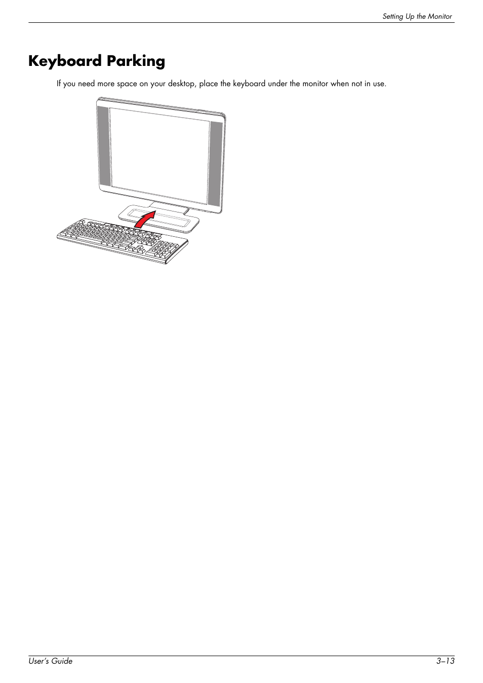 Keyboard parking, Keyboard parking –13 | HP W2338h User Manual | Page 25 / 68