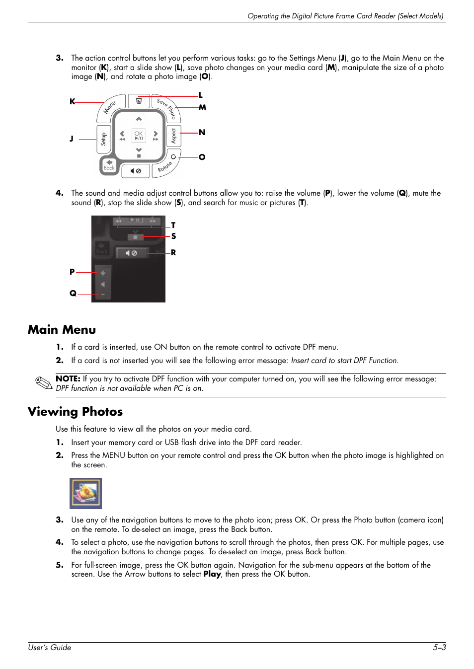 Main menu, Viewing photos, Main menu –3 viewing photos –3 | HP W2338h User Manual | Page 41 / 68