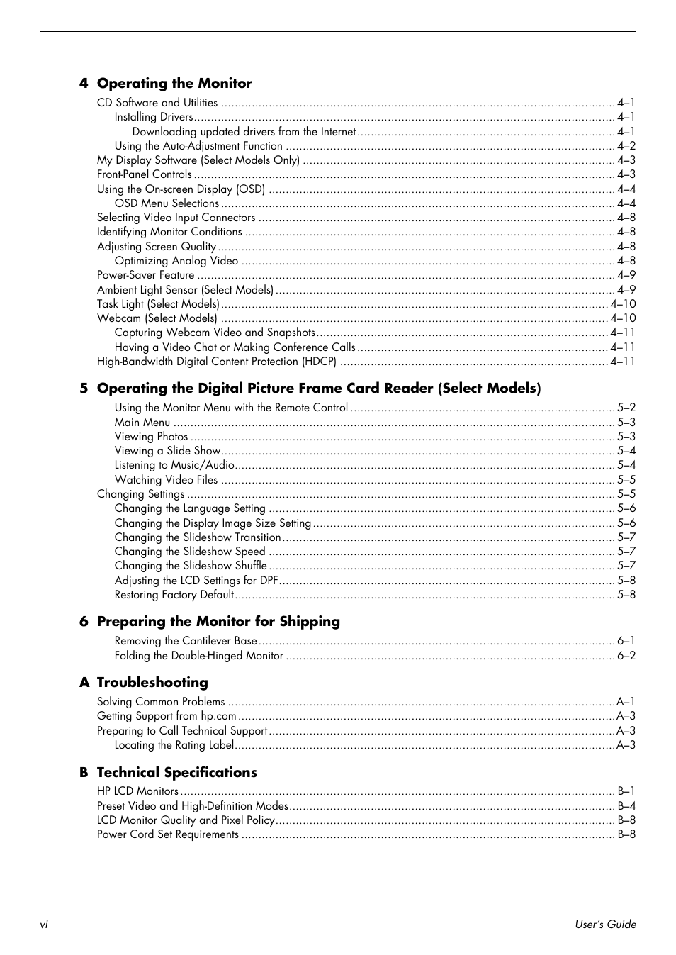 HP W2338h User Manual | Page 6 / 68
