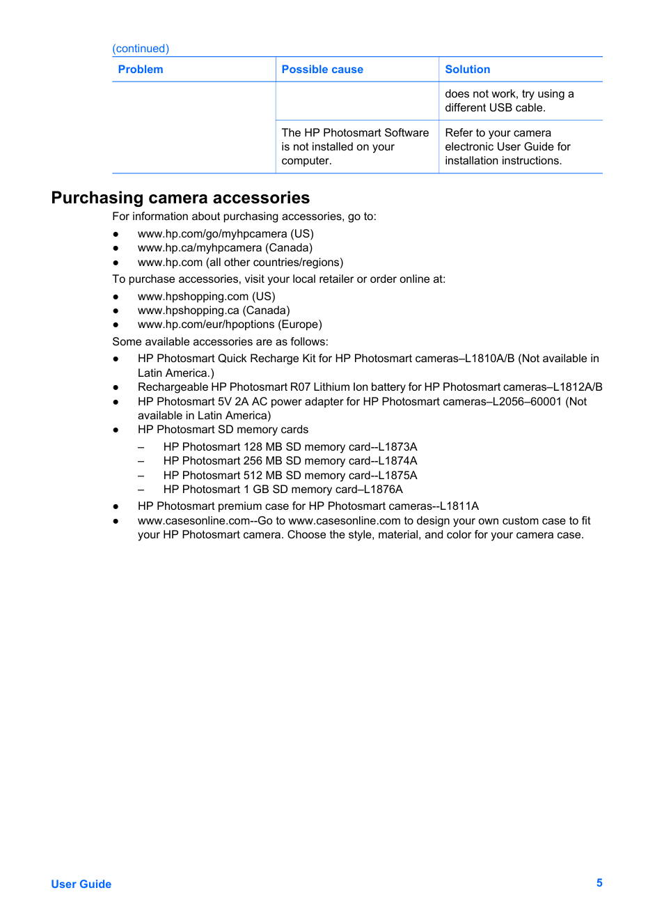 Purchasing camera accessories | HP Photosmart 6220 User Manual | Page 10 / 11