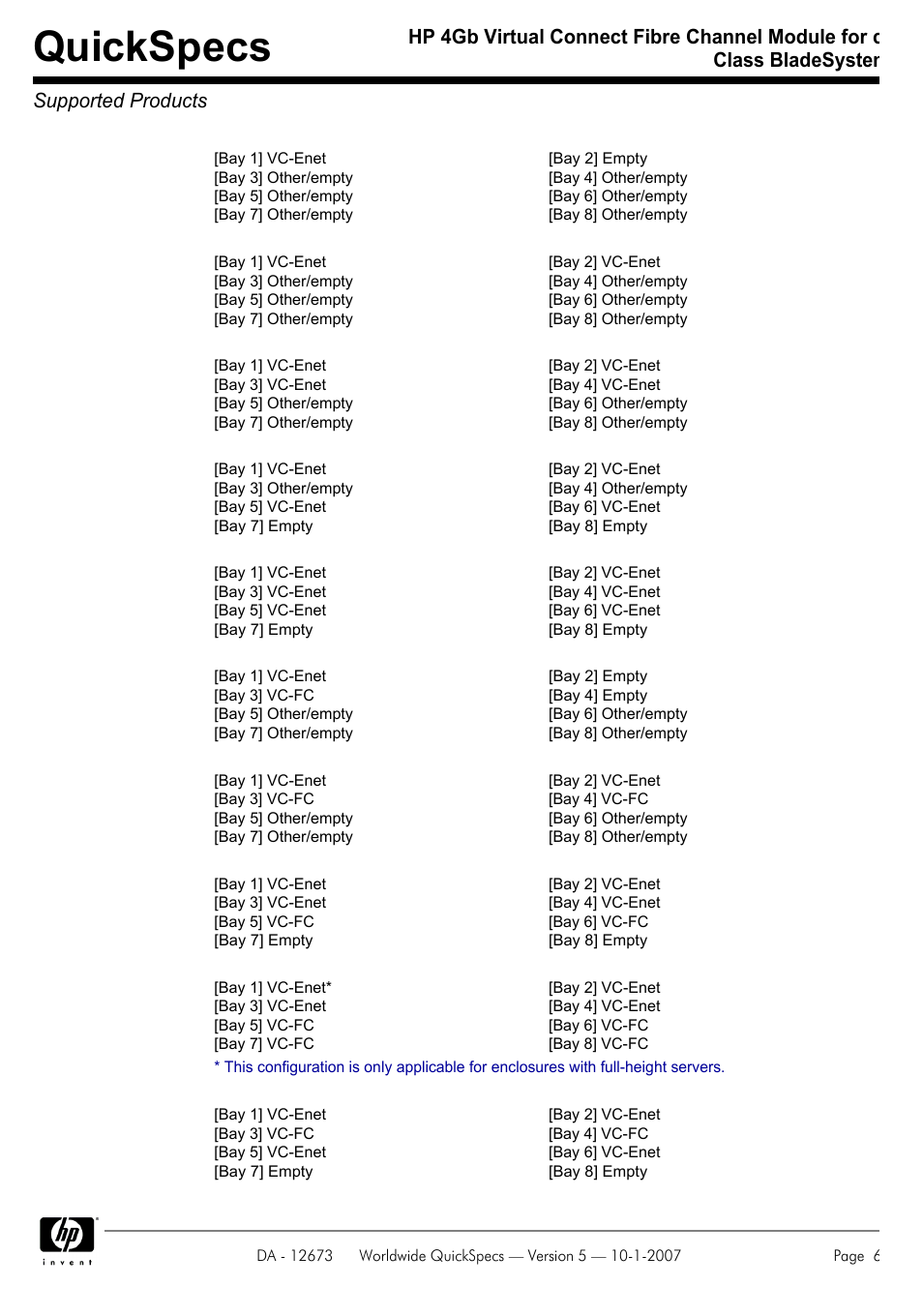 Quickspecs | HP C-CLASS BLADESYSTEM 409513-B21 User Manual | Page 6 / 13