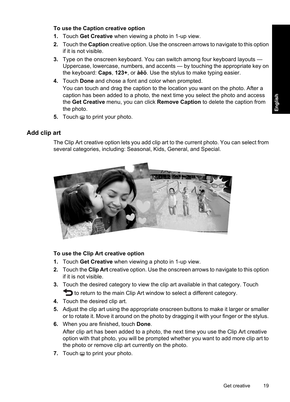 Add clip art | HP Photosmart A820 series User Manual | Page 19 / 53