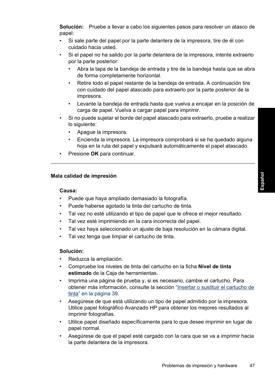 HP Photosmart A820 series User Manual | Page 47 / 53