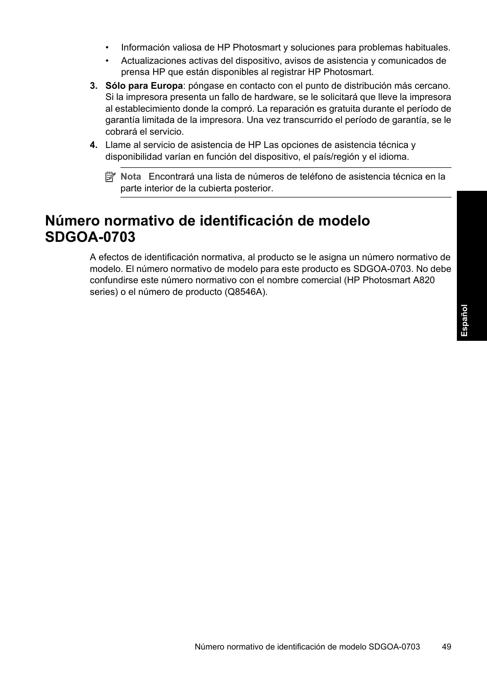 HP Photosmart A820 series User Manual | Page 49 / 53