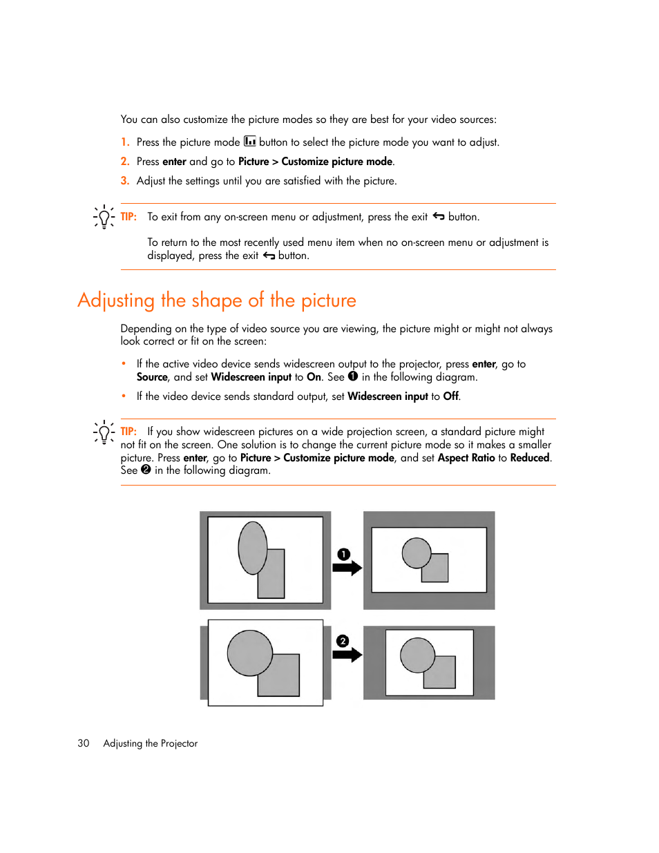 Adjusting the shape of the picture | HP xp7010/xp7030 User Manual | Page 30 / 72