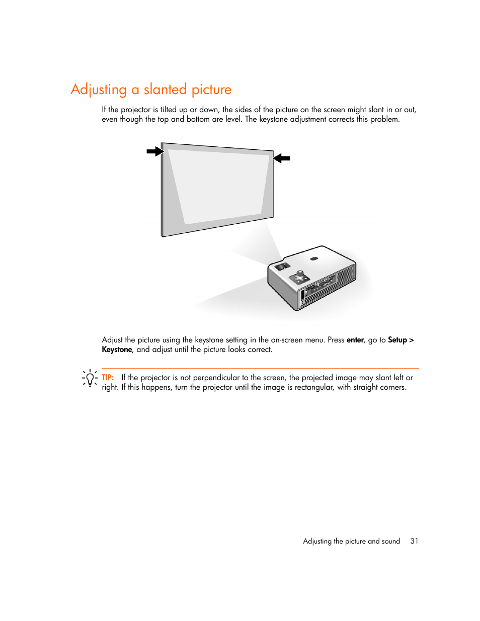 Adjusting a slanted picture | HP xp7010/xp7030 User Manual | Page 31 / 72