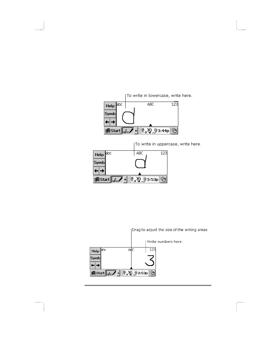 Areas of the input panel | HP 430se User Manual | Page 116 / 151
