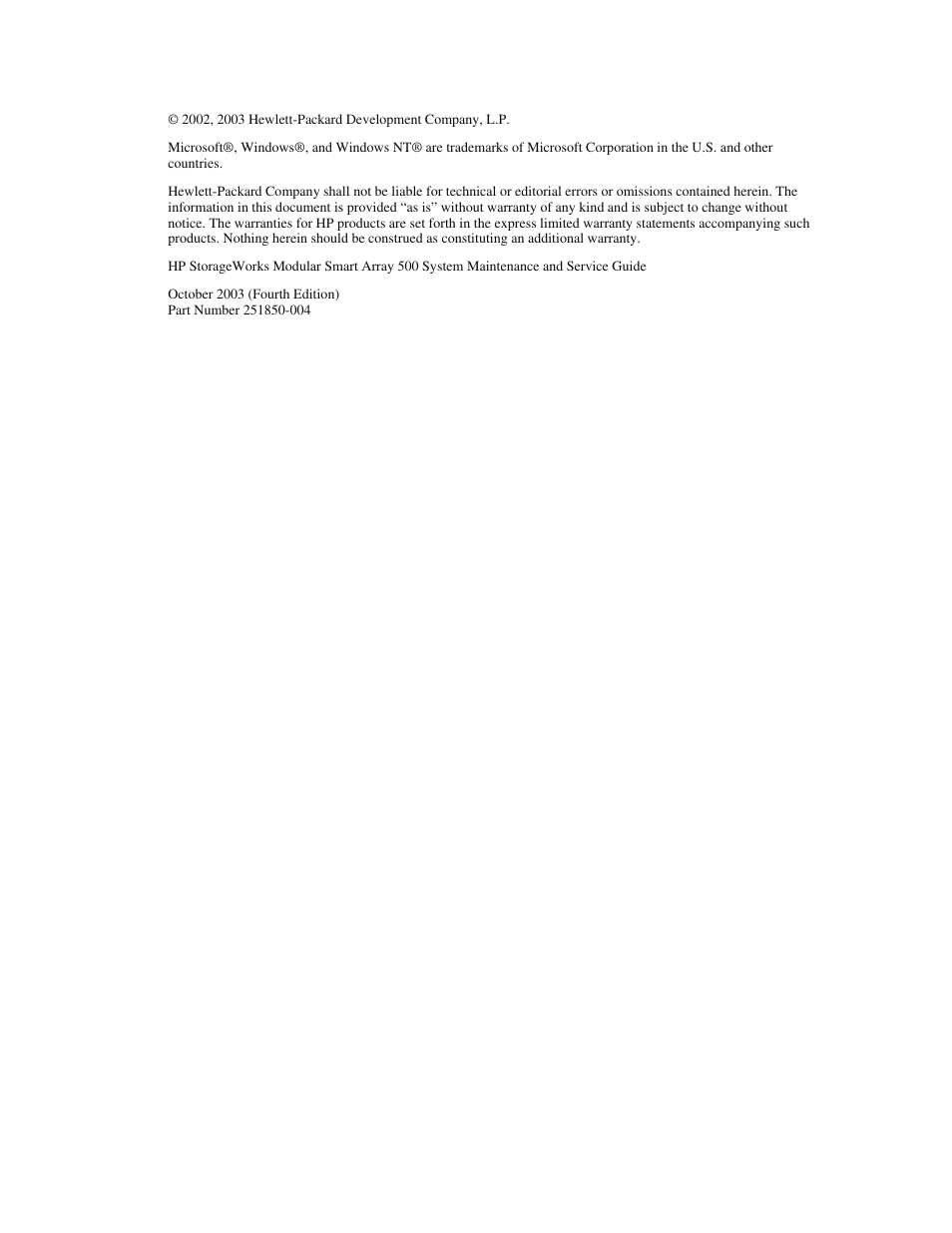 Notice | HP StorageWorks Modular Smart Array 500 System User Manual | Page 2 / 46