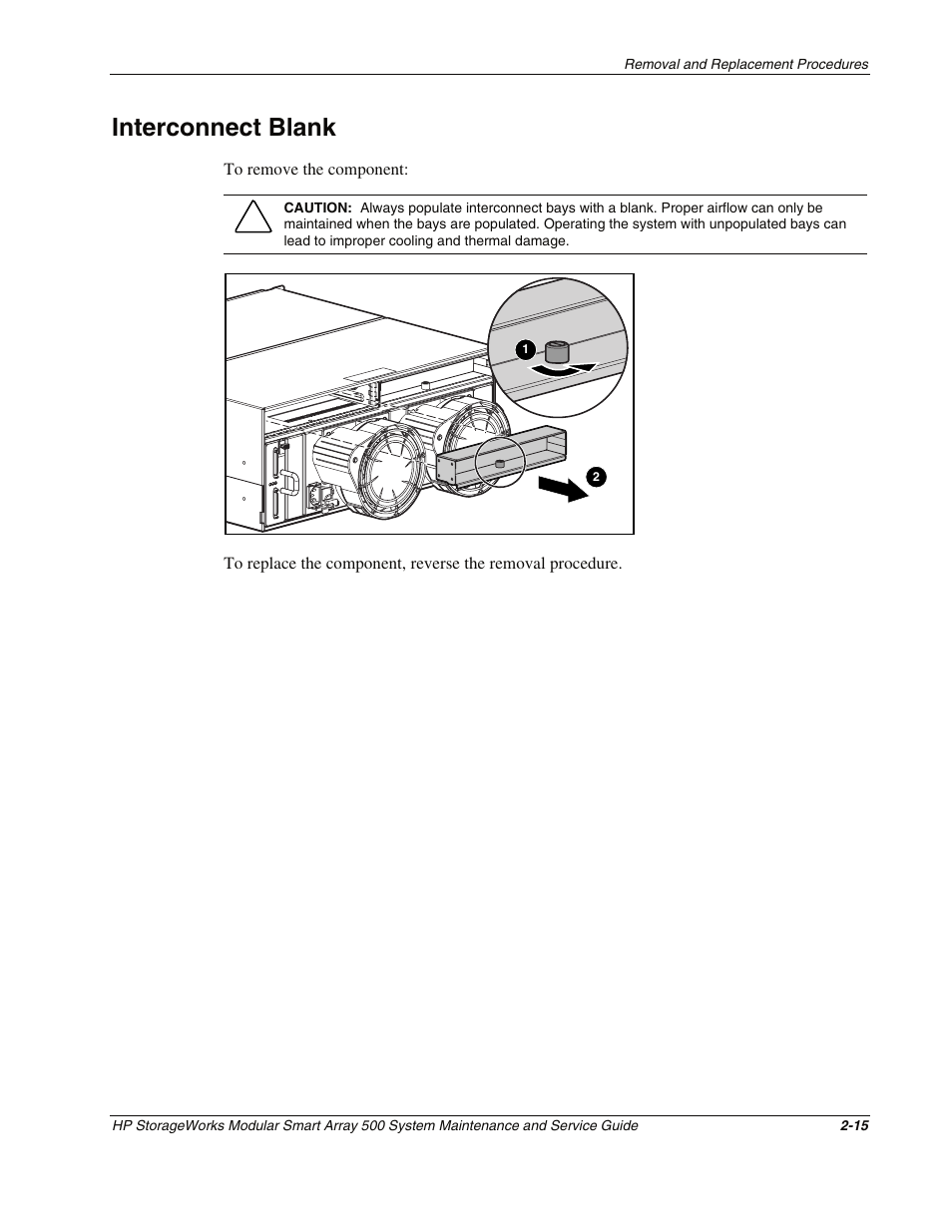 Interconnect blank, Interconnect blank -15 | HP StorageWorks Modular Smart Array 500 System User Manual | Page 23 / 46
