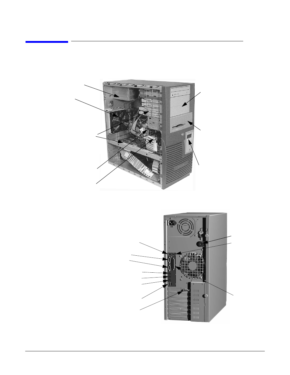 Internal and external components, Figure11 front and side views, Figure12 rear view | HP A7818-IE002 User Manual | Page 17 / 196