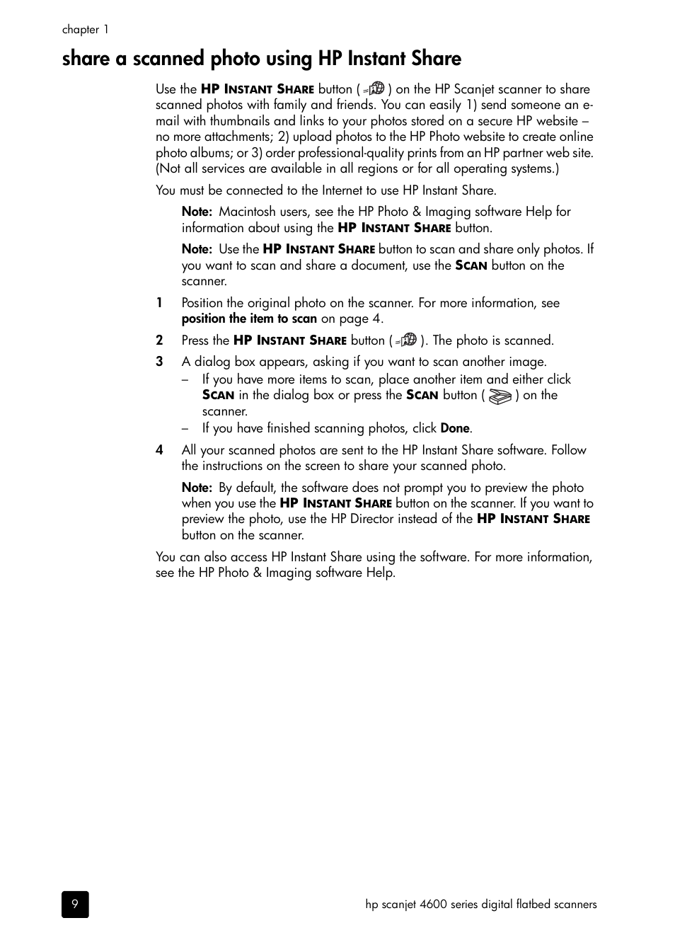 Share a scanned photo using hp instant share | HP scanjet 4600 Series User Manual | Page 14 / 38