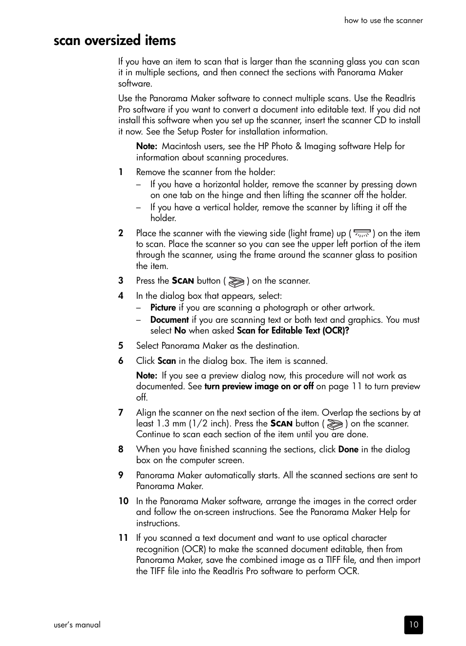Scan oversized items | HP scanjet 4600 Series User Manual | Page 15 / 38