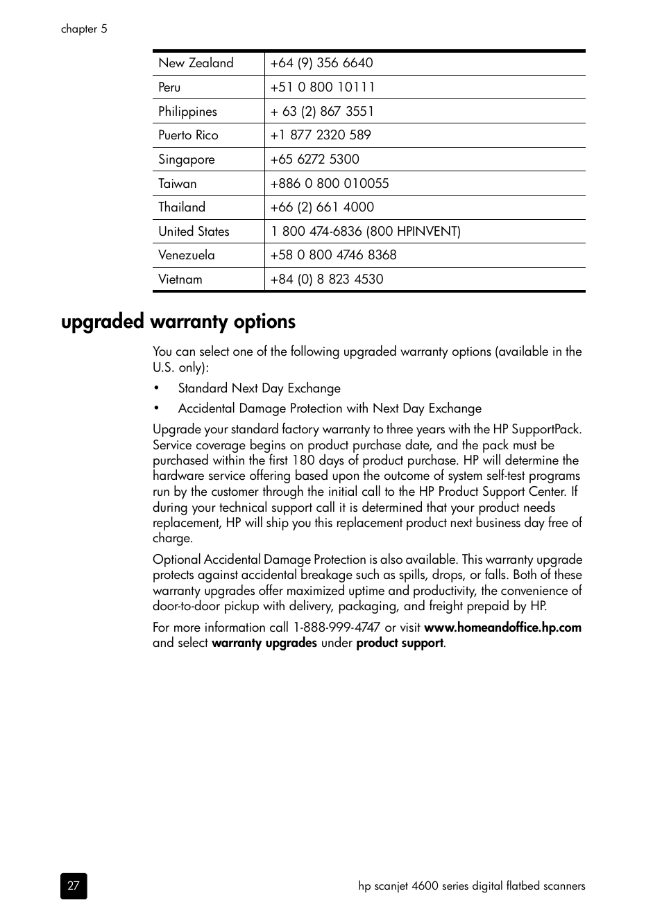 Upgraded warranty options | HP scanjet 4600 Series User Manual | Page 32 / 38