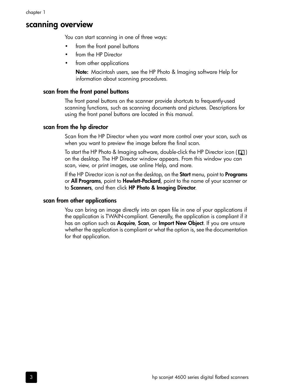 Scanning overview | HP scanjet 4600 Series User Manual | Page 8 / 38
