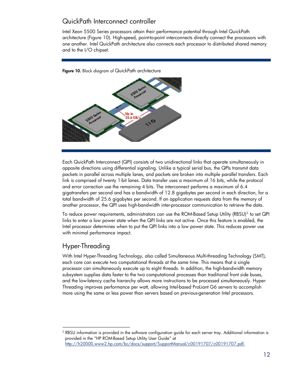 Quickpath interconnect controller, Hyper-threading | HP SL6000 User Manual | Page 12 / 25