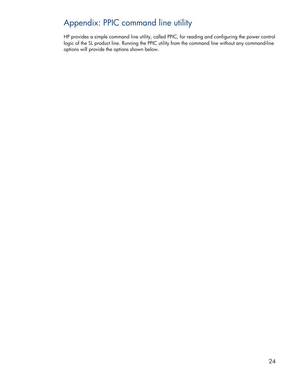 Appendix: ppic command line utility | HP SL6000 User Manual | Page 24 / 25