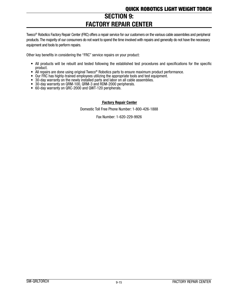 Quick robotics light weight torch | Tweco Lightweight Quick Robotic Torch User Manual | Page 19 / 23