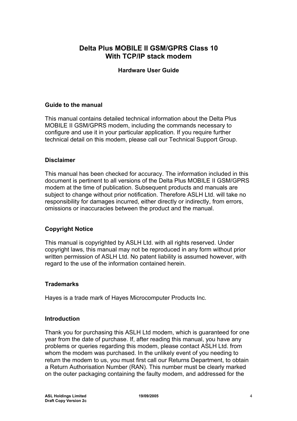 Hayes Microcomputer Products ASLH306 User Manual | Page 4 / 29