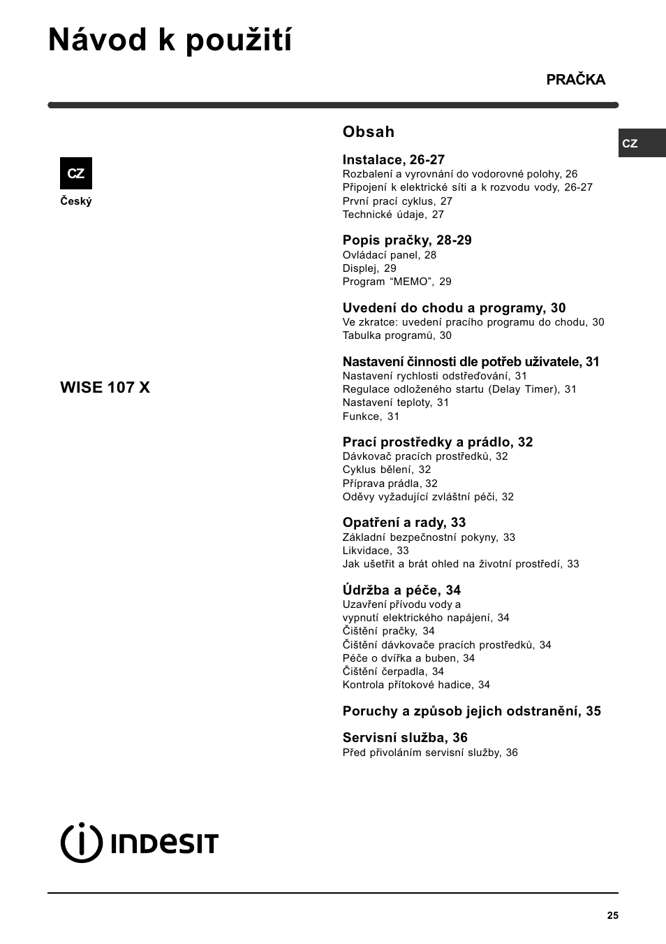 Indesit WISE 107 X User Manual | Page 25 / 60