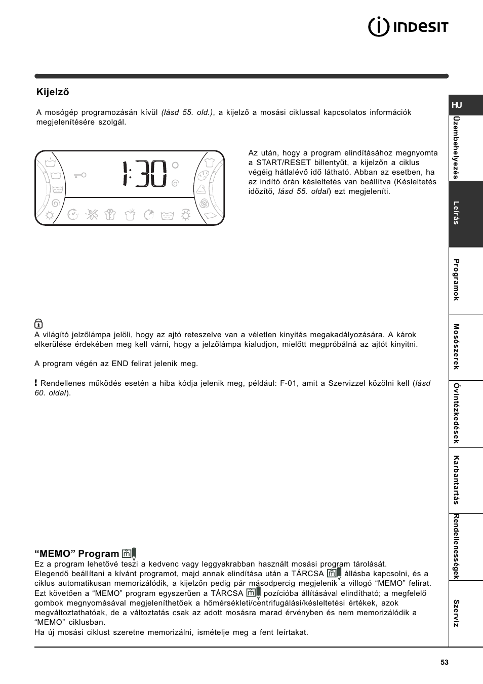 Kijelzõ | Indesit WISE 107 X User Manual | Page 53 / 60