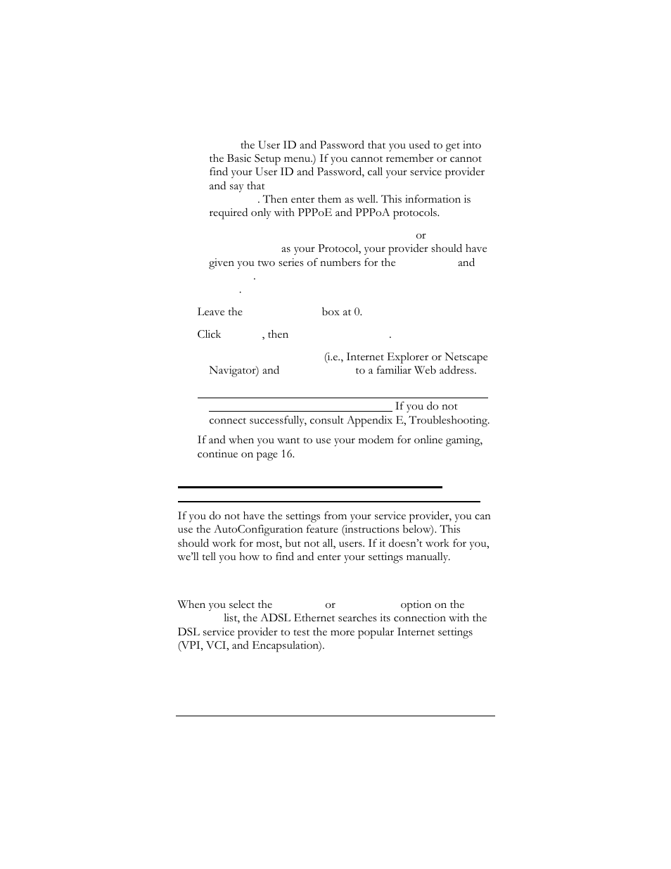 Using autoconfiguration | Hayes Microcomputer Products ADSL Ethernet Modem User Manual | Page 14 / 91