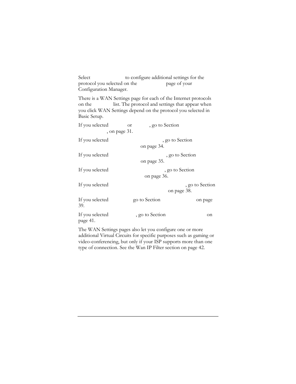 Wan settings, Wan s, Ettings | 1 wan settings | Hayes Microcomputer Products ADSL Ethernet Modem User Manual | Page 34 / 91