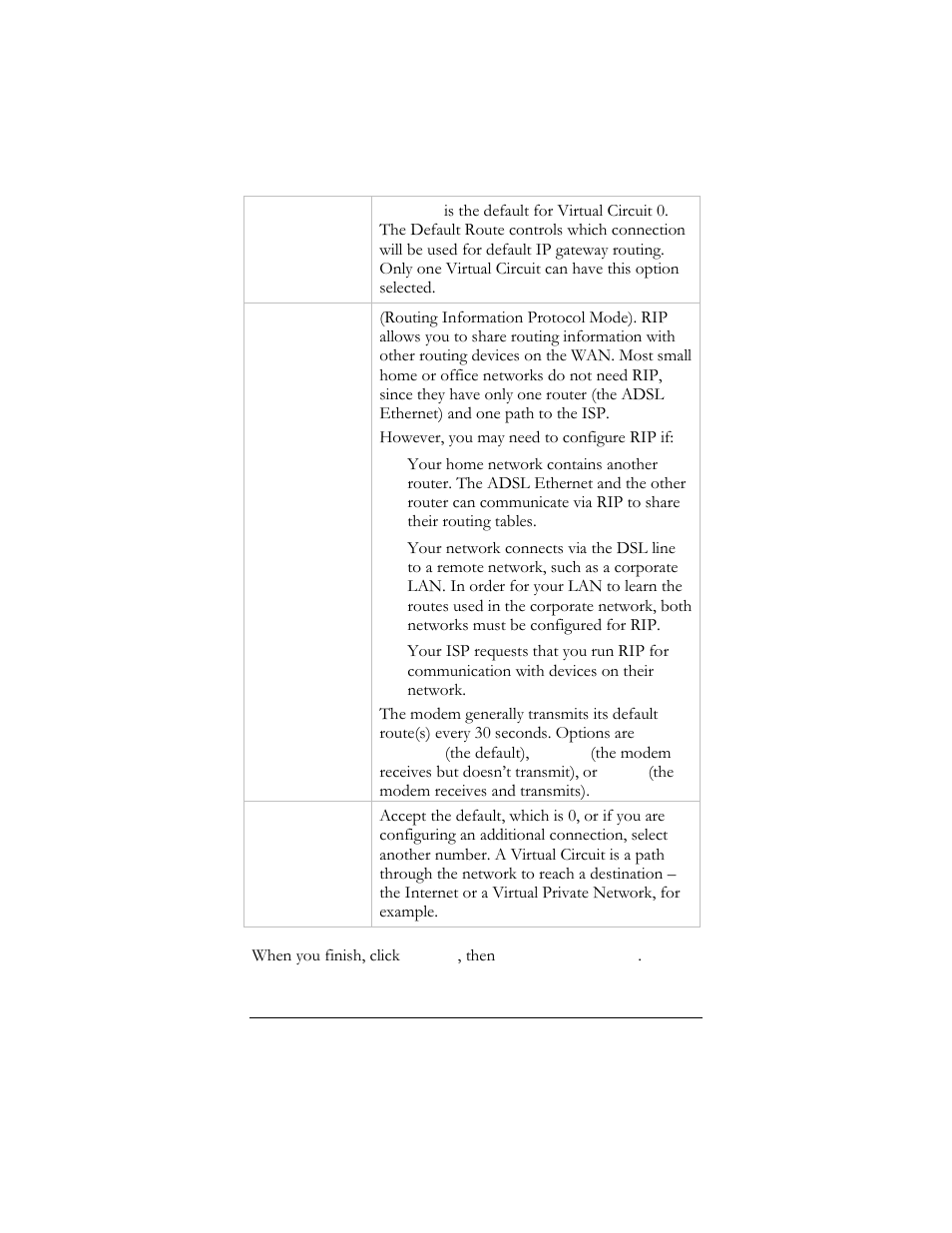 Default route | Hayes Microcomputer Products ADSL Ethernet Modem User Manual | Page 37 / 91