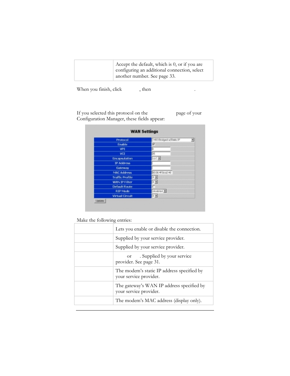 3 1483 bridged with static ip, 1483 bridged with static ip | Hayes Microcomputer Products ADSL Ethernet Modem User Manual | Page 39 / 91
