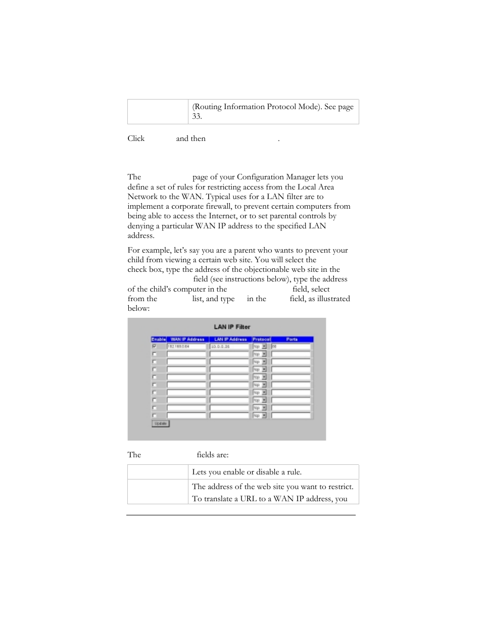 Lan ip filter, Lan ip f, Ilter | Ip r, Emap, 4 lan ip filter | Hayes Microcomputer Products ADSL Ethernet Modem User Manual | Page 51 / 91