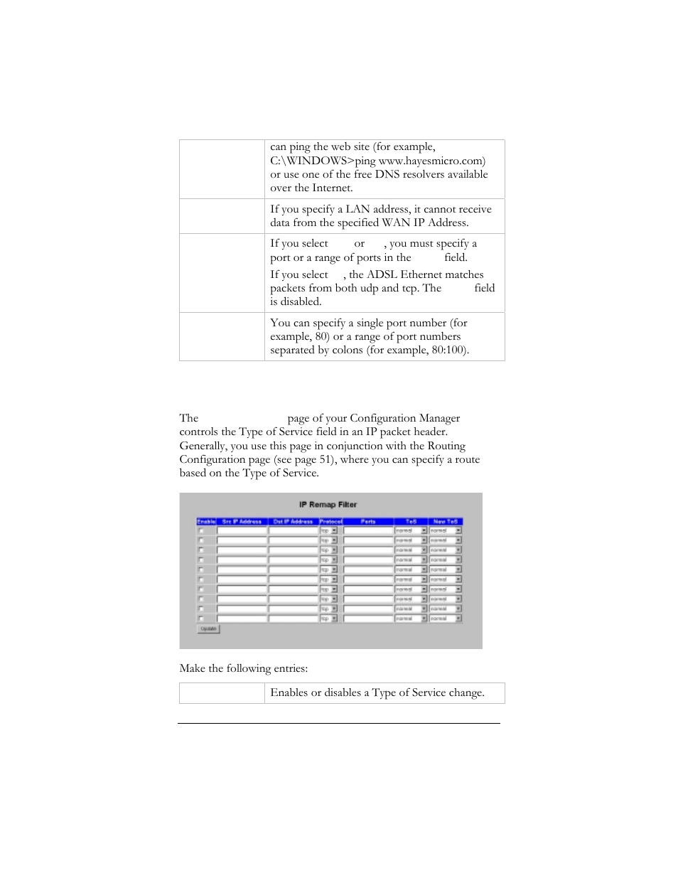 Ip remap filter, 5 ip remap filter | Hayes Microcomputer Products ADSL Ethernet Modem User Manual | Page 52 / 91