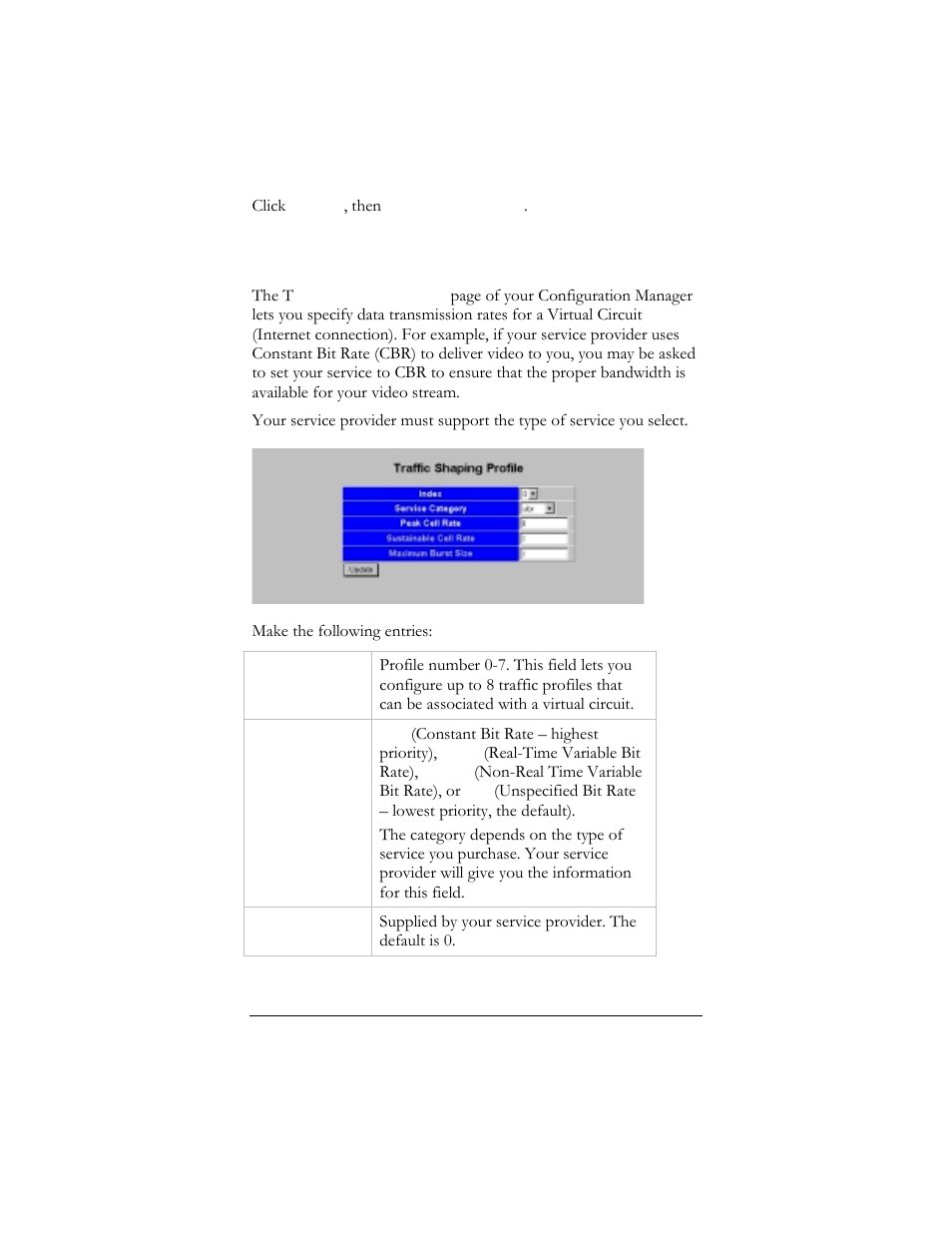 9 traffic shaping profile, Raffic, Haping | Rofile | Hayes Microcomputer Products ADSL Ethernet Modem User Manual | Page 58 / 91