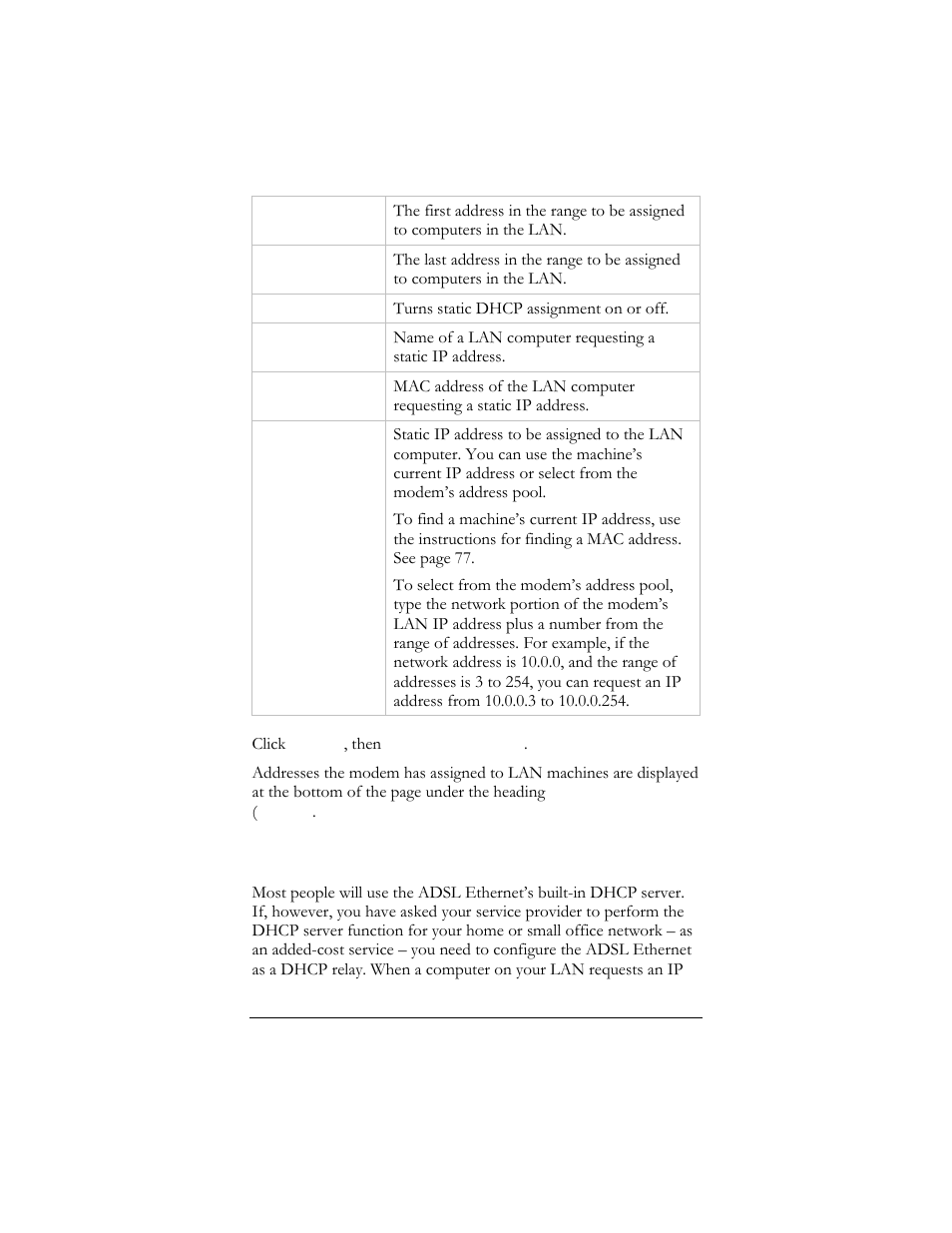 11 dhcp relay, 11 dhcp r, Elay | Hayes Microcomputer Products ADSL Ethernet Modem User Manual | Page 61 / 91