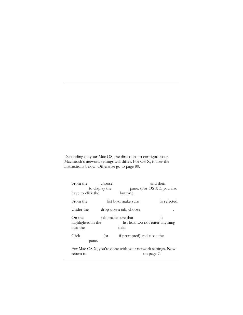 Macintosh tcp/ip settings, For mac os x, Ettings | Appendix d | Hayes Microcomputer Products ADSL Ethernet Modem User Manual | Page 83 / 91
