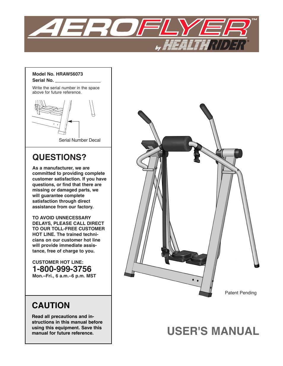 Healthrider HRAW56073 User Manual | 16 pages