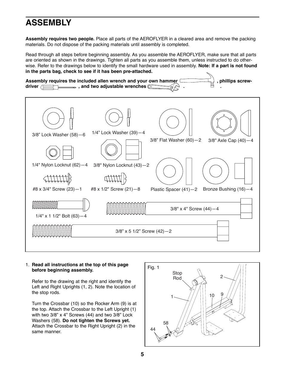 Assembly | Healthrider HRAW56073 User Manual | Page 5 / 16