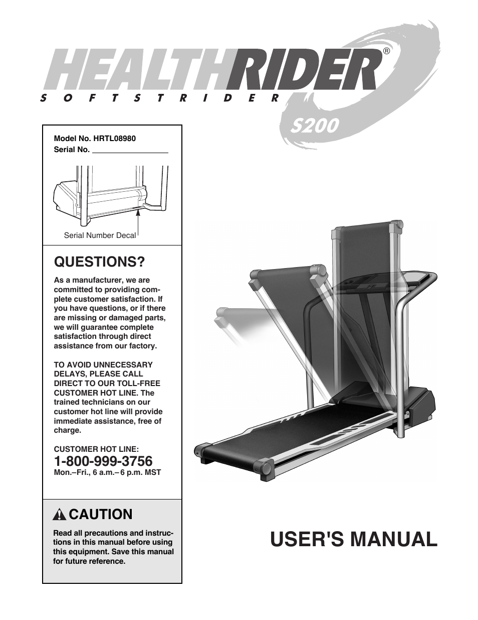 Healthrider HRTL08980 User Manual | 22 pages