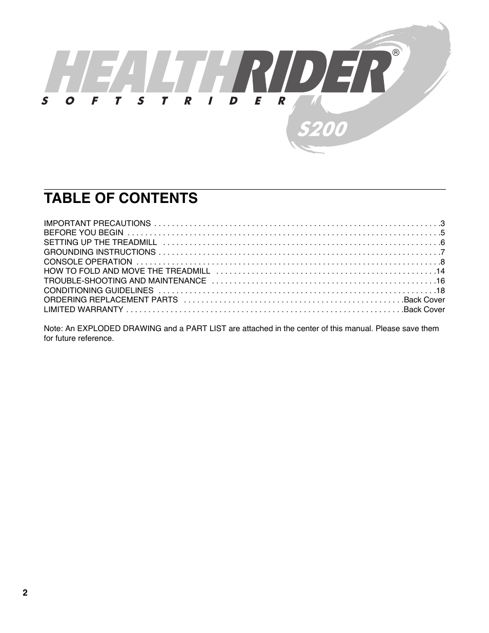 Healthrider HRTL08980 User Manual | Page 2 / 22