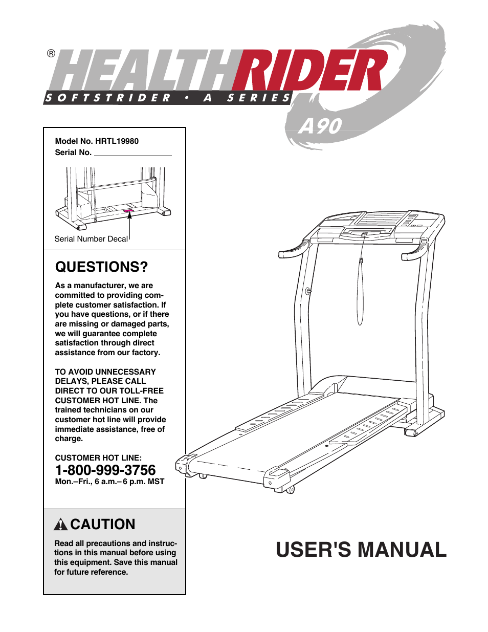 Healthrider HRTL19980 User Manual | 26 pages