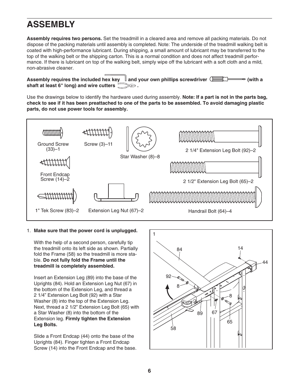 Assembly | Healthrider PRO H500i HRTL71706.0 User Manual | Page 6 / 28