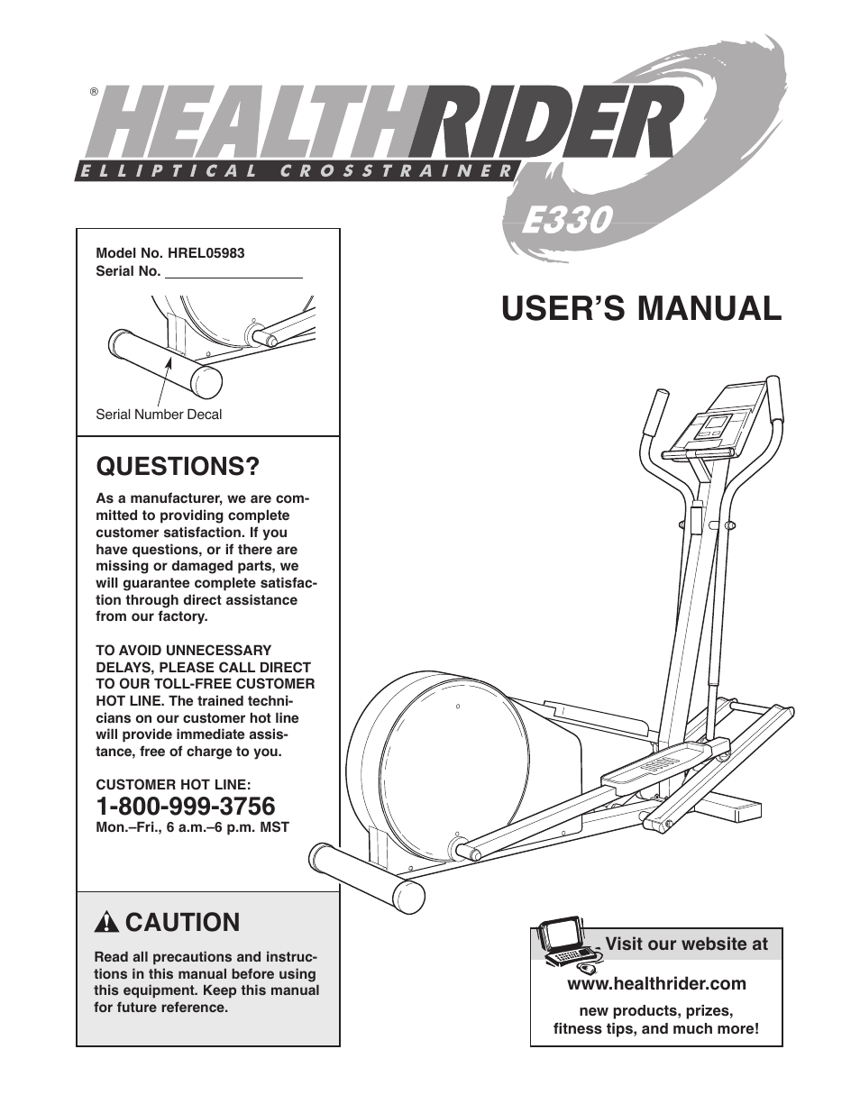 Healthrider HREL05983 User Manual | 20 pages