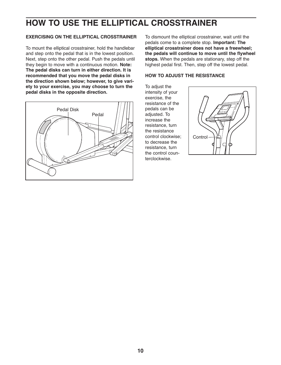 How to use the elliptical crosstrainer | Healthrider HREL05983 User Manual | Page 10 / 20