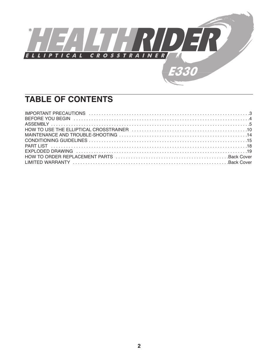 Healthrider HREL05983 User Manual | Page 2 / 20