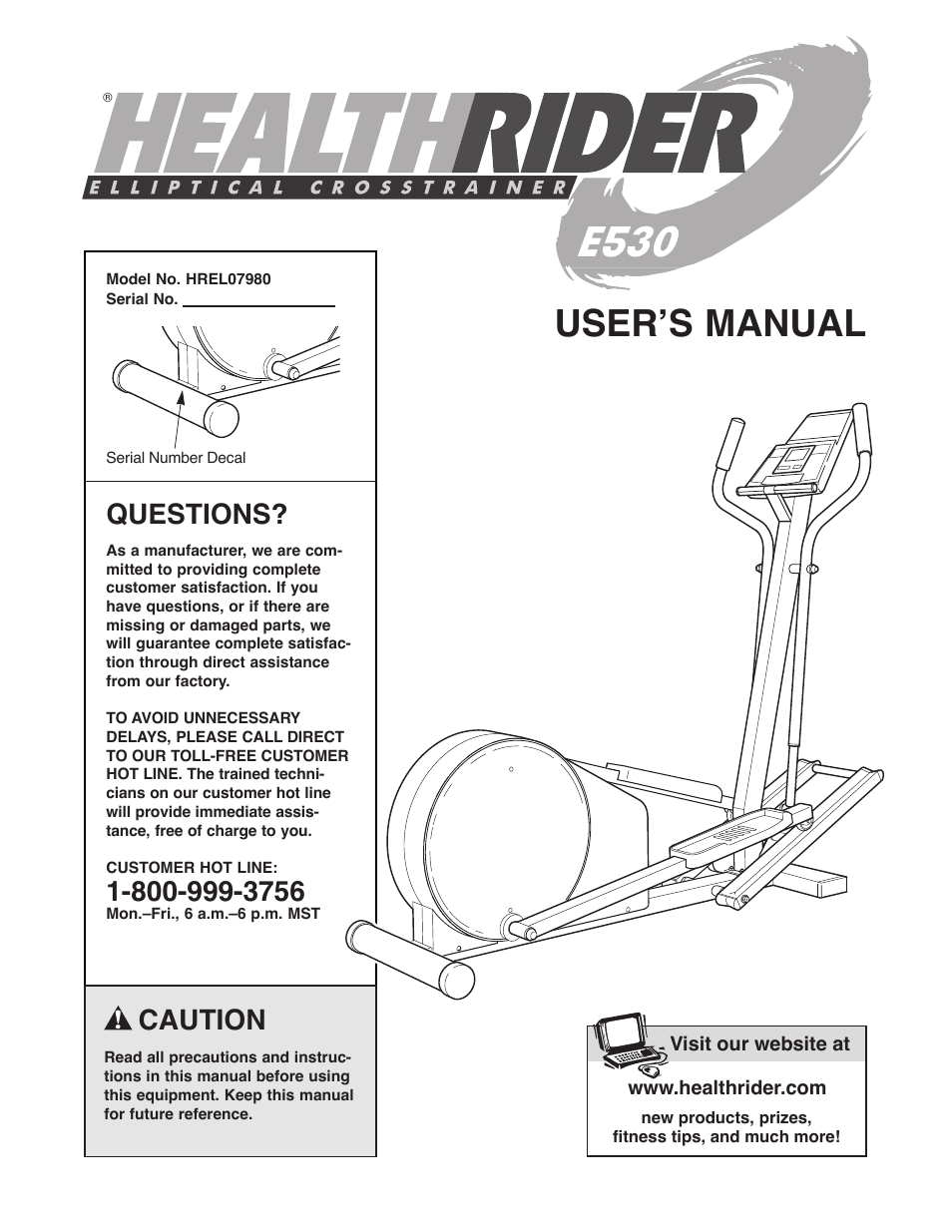 Healthrider E 530 User Manual | 16 pages